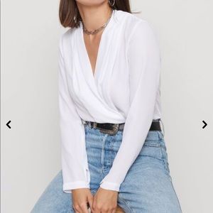 Dynamite Long sleeve wrap bodysuit in white size S